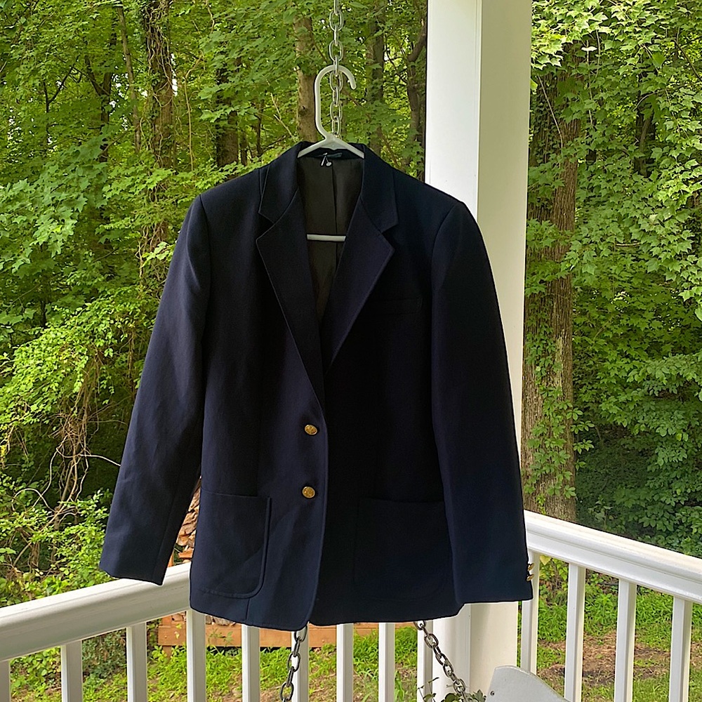 Women’s Navy Blue Blazer with Gold Detail